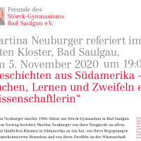 Einladung zum Vortrag von Martina Neuburger 2020